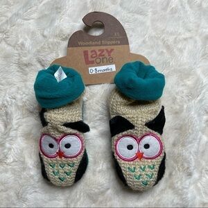 NWT Lazy One Baby infant Woodland Slippers Owl Design Grip Bottom Fleece XS 1-3